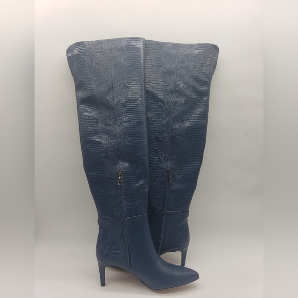 809- Sam Edelman Ursula Women's Over The Knee Boots Navy Liz Print Color NWT - Picture 8 of 13